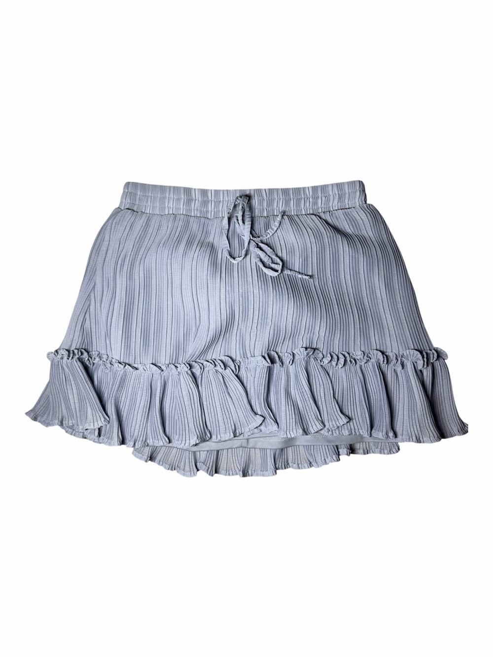 Light Blue Ribbed Ruffle Mini Skirt